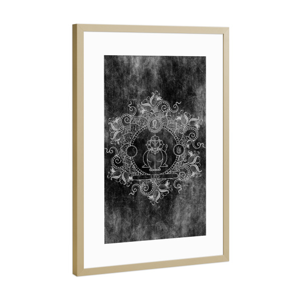 Poster mit Rahmen Gold "Tierkreis - Kohle - Löwe" artboxONE - Natur,Floral,Abstrakt