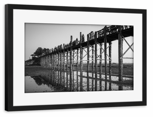 Poster mit Rahmen schwarz "U Bein Brücke" artboxONE - Architektur