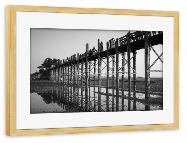 Poster mit Rahmen kiefer "U Bein Brücke" artboxONE - Architektur