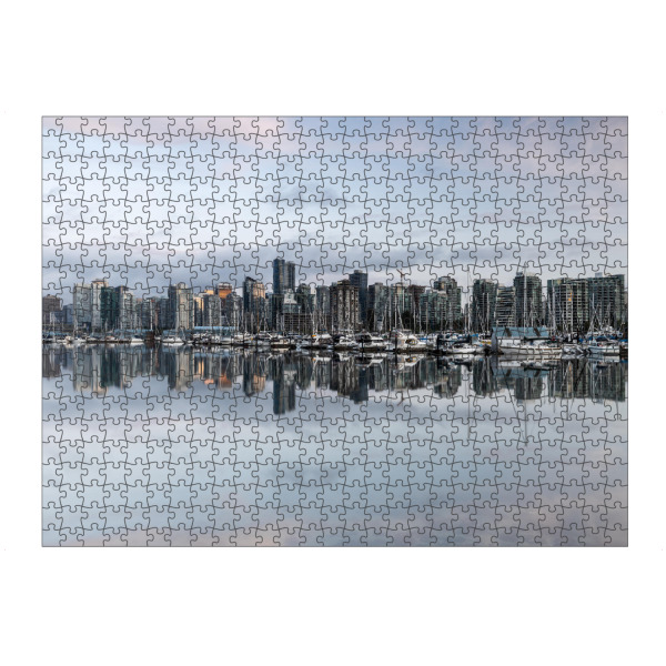 Puzzle Ravensburger "Spiegelung von Vancouver" artboxONE - Architektur - Vancouver,Kanada,Skyline,Stadt,Hafen,Spiegelung,Abend,Nacht,Hochhaus