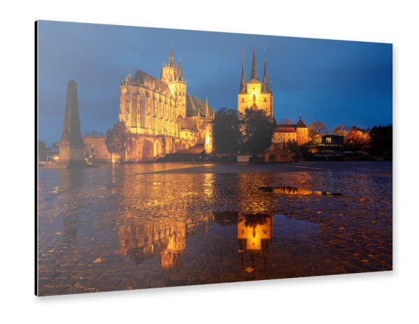Alu-Dibond "Der Erfurter Dom bei Nacht" 30x20 cm artboxONE