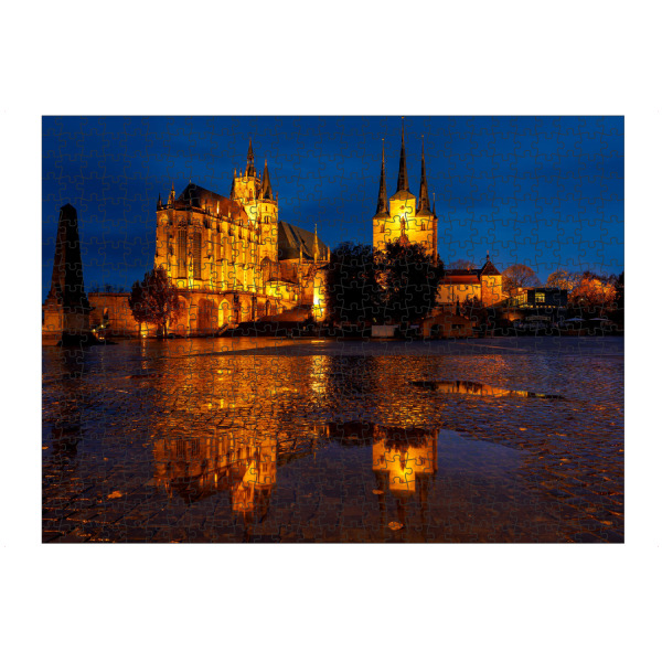 artboxONE Puzzle "Der Erfurter Dom bei Nacht" artboxONE - Architektur - Erfurt,Thüringen,Dom,Erfurter dom,Kirche,Nacht,Beleuchtet,Deutschland