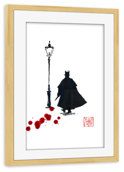 Poster mit Rahmen kiefer "Jack the Ripper" artboxONE - Städte / London - Jack the ripper,Blut,Sumie,Japan