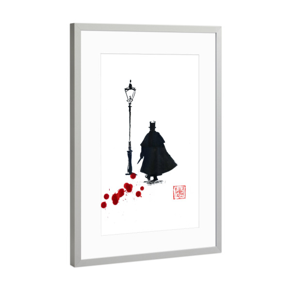 Poster mit Rahmen Silber "Jack the Ripper" artboxONE - Städte / London - Jack the ripper,Blut,Sumie,Japan