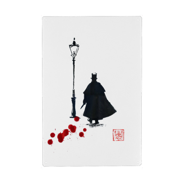 Metall Poster "Jack the Ripper" artboxONE - Städte / London - Jack the ripper,Blut,Sumie,Japan - Blechschild