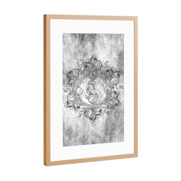 Poster mit Rahmen Kupfer "Tierkreis - Asche - Steinbock" artboxONE - Natur,Floral,Abstrakt