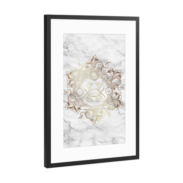 Poster mit Rahmen Schwarz (Metallic) "Tierkreis - Marmor - Krebs" artboxONE - Natur,Floral,Abstrakt,Marmor