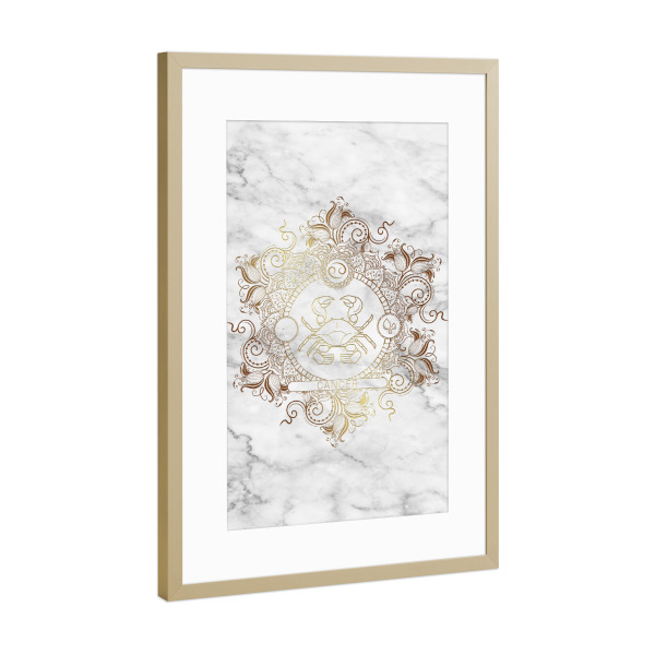Poster mit Rahmen Gold "Tierkreis - Marmor - Krebs" artboxONE - Natur,Floral,Abstrakt,Marmor