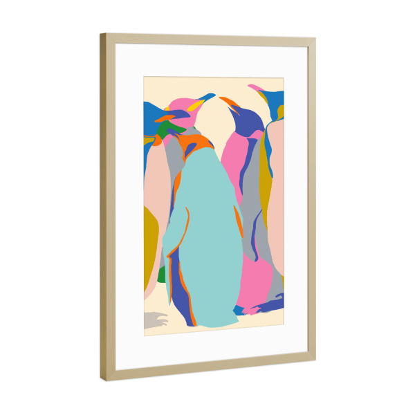 Poster mit Rahmen Gold "Darin zusammen" artboxONE - Tiere