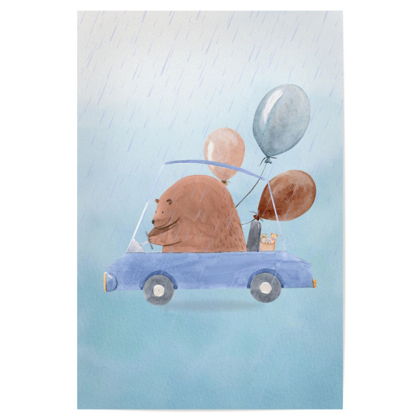 Poster 30x20 cm "Bär in einem Auto" artboxONE - Für Kinder,Tiere