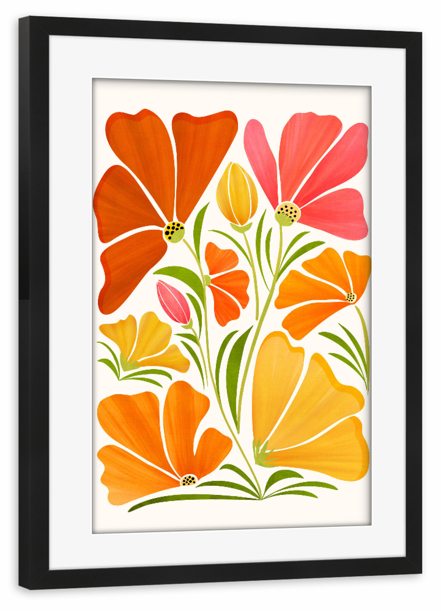 Poster mit Rahmen schwarz "Gallagher - Retro Dancing Garden" artboxONE - Natur,Floral