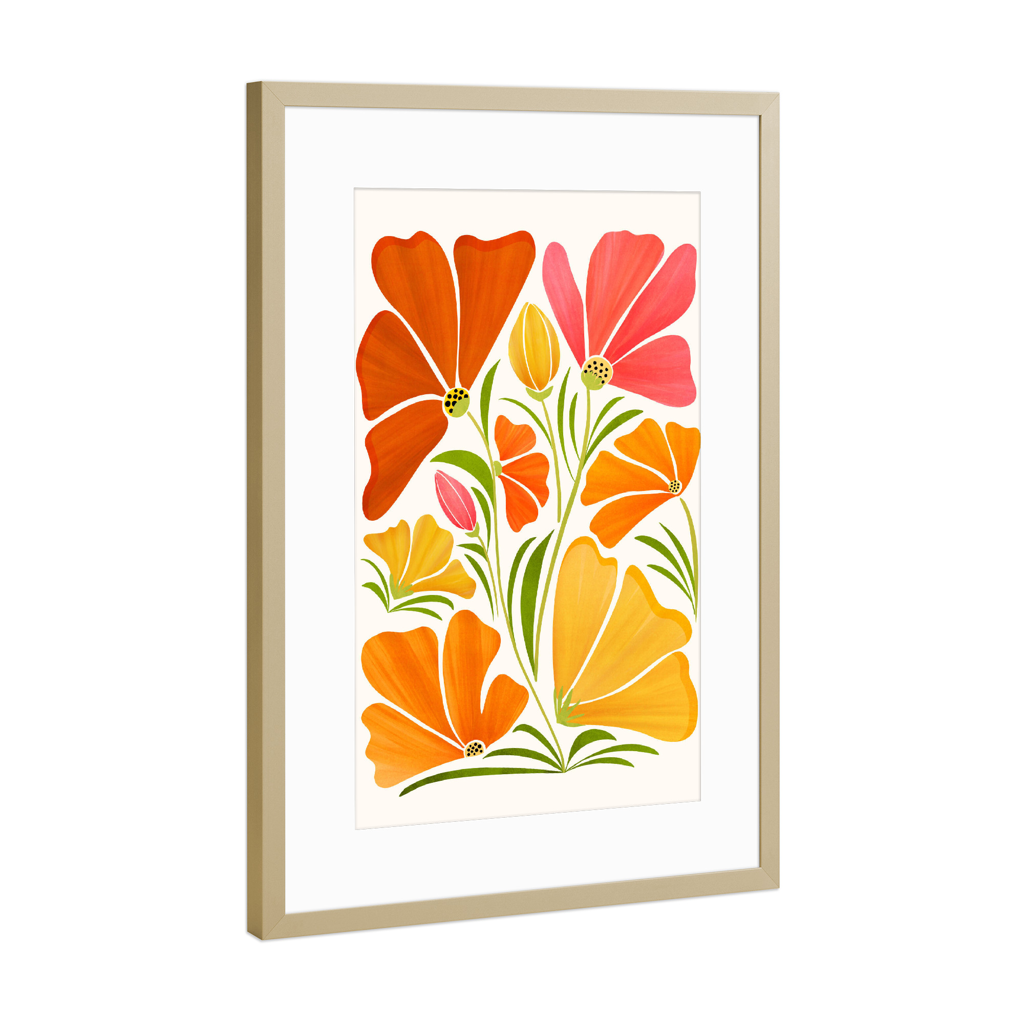 Poster mit Rahmen Gold "Gallagher - Retro Dancing Garden" artboxONE - Natur,Floral