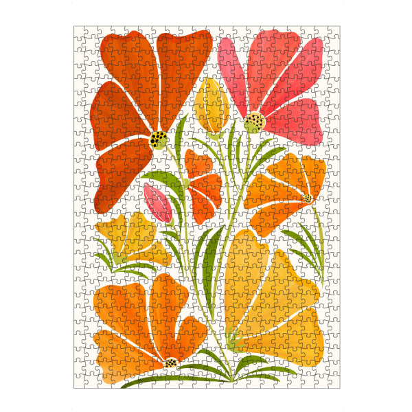 artboxONE Puzzle "Gallagher - Retro Dancing Garden" artboxONE - Natur,Floral - Floral,Blume,Blatt,Natur,Blüte,Dschungel,Tropisch,Botanisch,Botanik