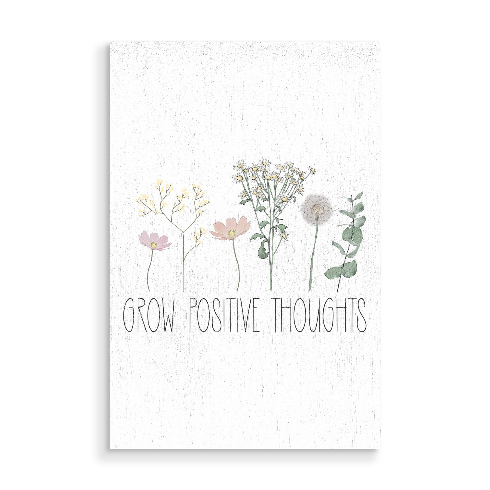 Holzbild "Wachsen Sie positive Gedanken" artboxONE - Floral,Buchstaben,Festivals