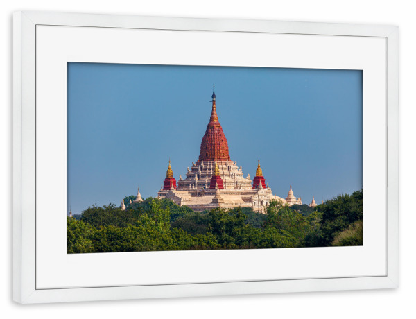 Poster mit Rahmen weiß "Die große Pagode von Bagan" artboxONE - Architektur,Reise / Asien