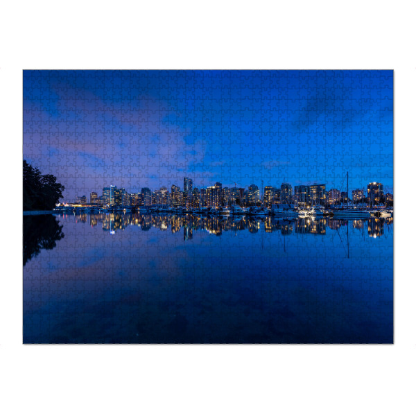 Puzzle Ravensburger "Vancouver bei Nacht" artboxONE - Architektur - Vancouver,Kanada,Skyline,Stadt,Hafen,Spiegelung,Abend,Nacht,Hochhaus