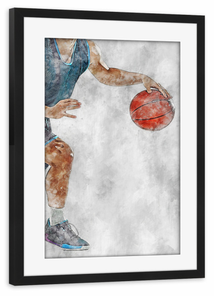 Poster mit Rahmen schwarz "Basketball 5 (matart)" artboxONE - Sport - Basketball,Korb,Ball,Basketballspieler,Nba,Spieler,Team,Sport