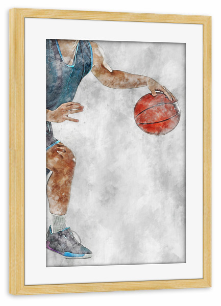 Poster mit Rahmen kiefer "Basketball 5 (matart)" artboxONE - Sport - Basketball,Korb,Ball,Basketballspieler,Nba,Spieler,Team,Sport