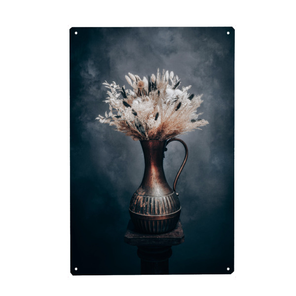 Metall Poster "Trockenblumenstrauß Schwarz Weiß" artboxONE - Natur,Floral