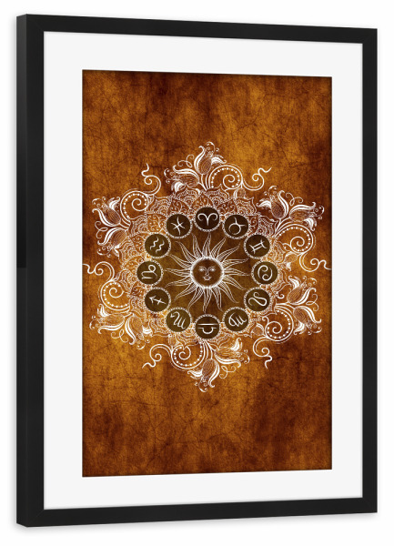 Poster mit Rahmen schwarz "Tierkreis - Mandarine - Alle" artboxONE - Natur,Floral,Abstrakt