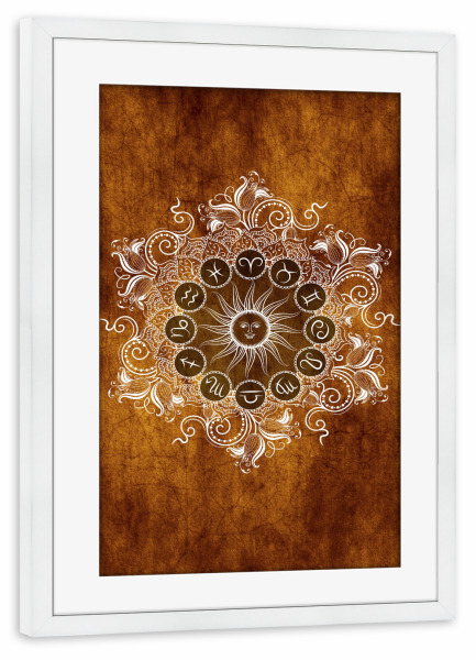 Poster mit Rahmen weiß "Tierkreis - Mandarine - Alle" artboxONE - Natur,Floral,Abstrakt