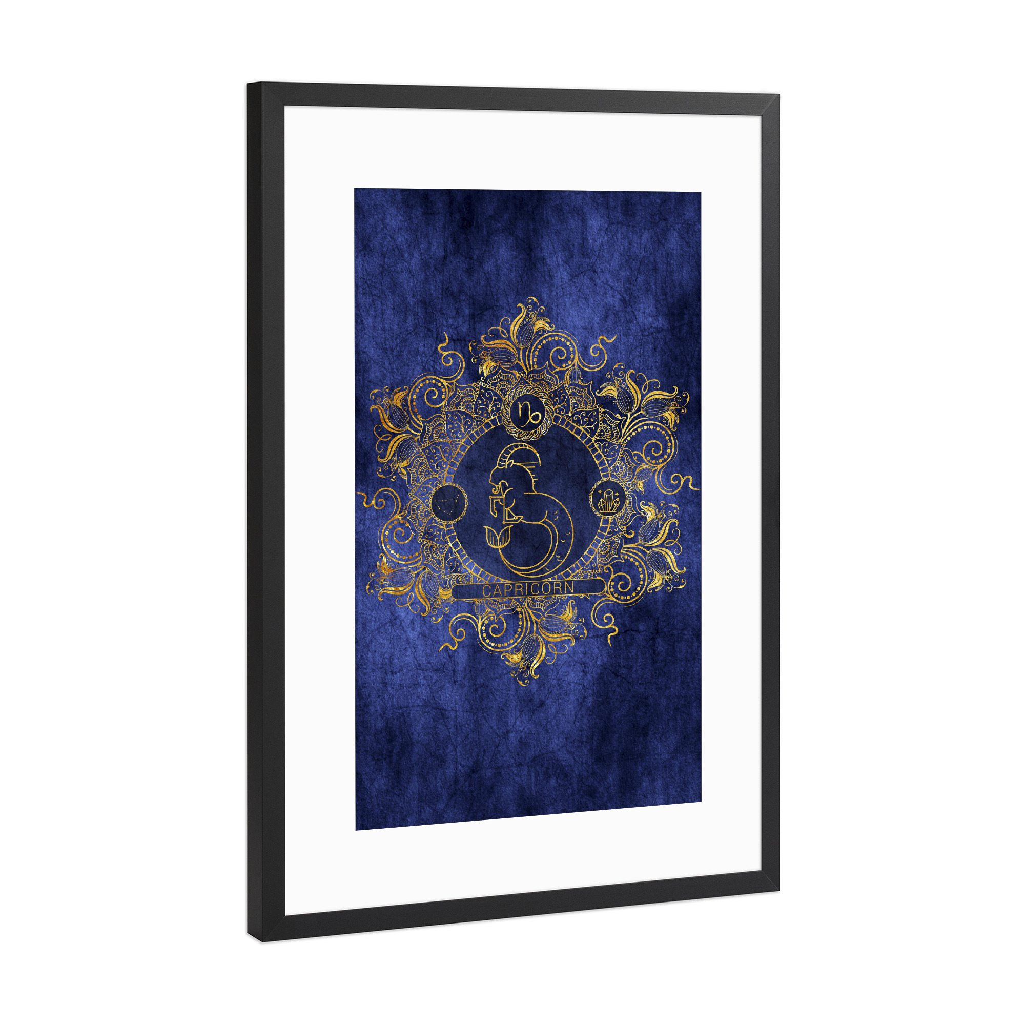 Poster mit Rahmen Schwarz (Metallic) "Tierkreis - Ozean - Steinbock" artboxONE - Natur,Floral,Abstrakt