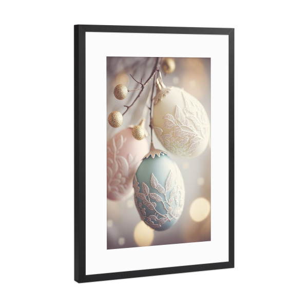 Poster mit Rahmen Schwarz (Metallic) "Pastel Eggs" artboxONE - Floral,Für Mama