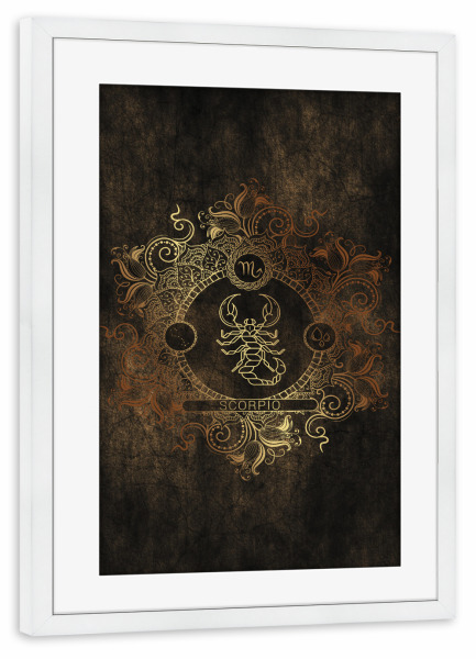 Poster mit Rahmen weiß "Sternzeichen - Kupfer - Skorpion" artboxONE - Natur,Floral,Abstrakt