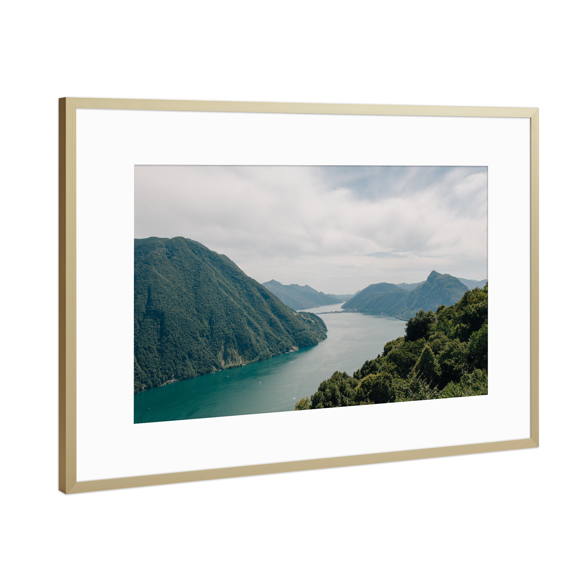 Poster mit Rahmen Gold "Luganer Bergpanorama" artboxONE - Natur,Reise