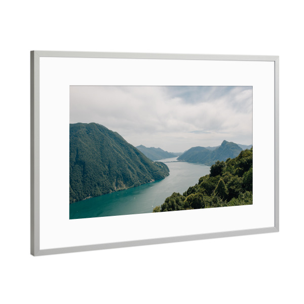 Poster mit Rahmen Silber "Luganer Bergpanorama" artboxONE - Natur,Reise