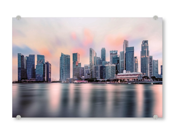 Acrylglasbild "Rosa Marina Bay" artboxONE - Städte,Reise,Architektur,Reise / Asien,Städte / Singapur