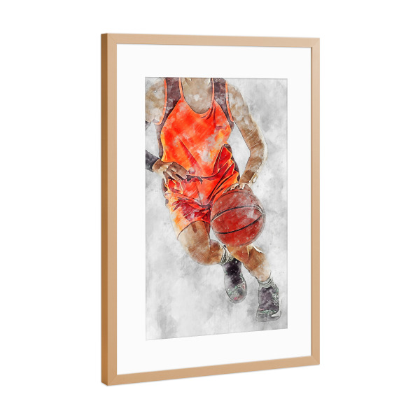 Poster mit Rahmen Kupfer "Basketball 9 (matart)" artboxONE - Sport - Basketball,Korb,Ball,Basketballspieler,Nba,Spieler,Team,Sport