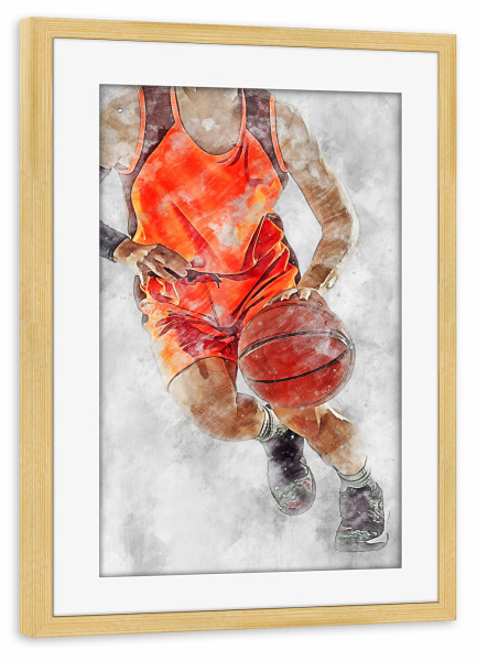 Poster mit Rahmen kiefer "Basketball 9 (matart)" artboxONE - Sport - Basketball,Korb,Ball,Basketballspieler,Nba,Spieler,Team,Sport