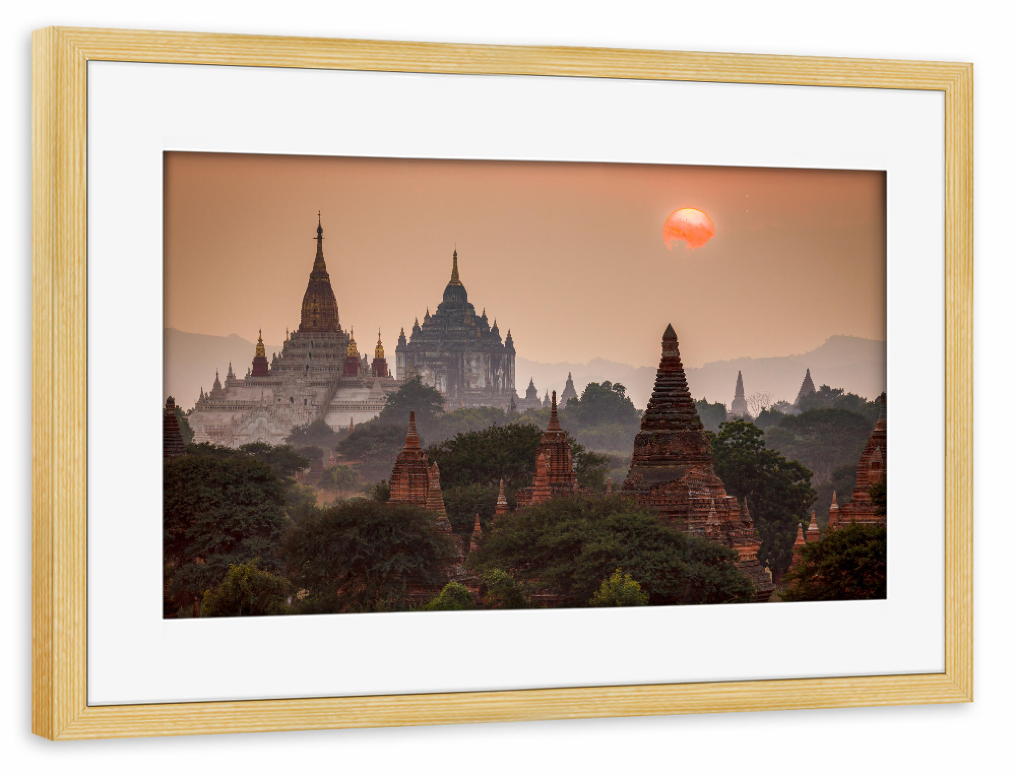 Poster mit Rahmen kiefer "Tempel von Bagan in Myanmar" artboxONE - Natur,Reise,Architektur