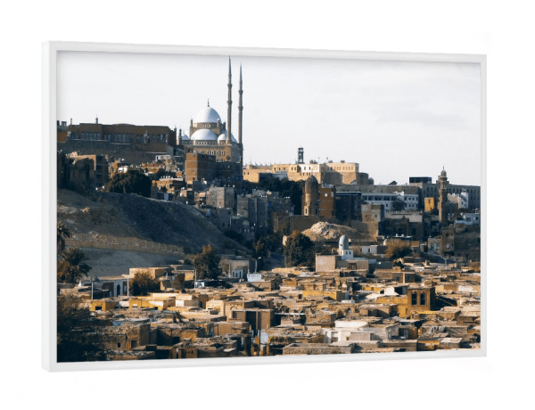 Poster mit weißem Rahmen "Kairo, Blaue Moschee + Totenstadt" artboxONE - Städte,Reise,Architektur,Reise / Afrika,Reise / Länder