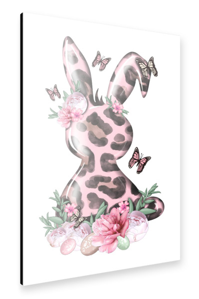 Alu-Dibond "Rosa Kaninchen | Frohe Ostern" 30x20 cm artboxONE