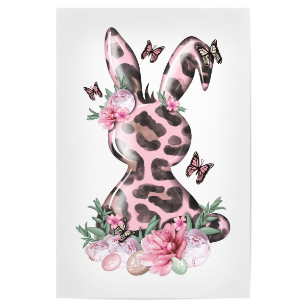 Poster "Rosa Kaninchen | Frohe Ostern" artboxONE - Floral,Tiere