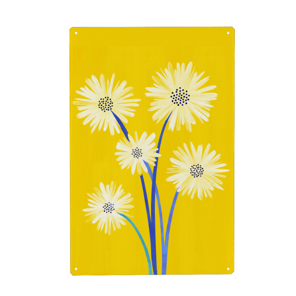 Holzbild "Gallagher - Yellow Flowers" artboxONE - Natur,Floral - Floral,Blume,Blatt,Natur,Blüte,Dschungel,Tropisch,Botanisch,Botanik