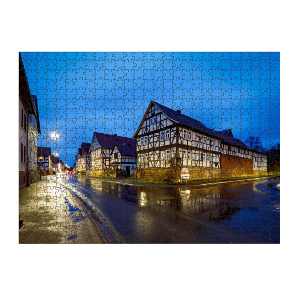 Puzzle Ravensburger "Historisches Herleshausen" artboxONE - Architektur - Herleshausen,Hessen,Fachwerkhaus,Dorf,Nacht,Beleuchtet,Deutschland