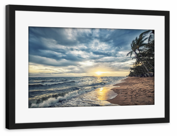 Poster mit Rahmen schwarz "Tropischer Strand-Sonnenuntergang" artboxONE - Natur,Reise,Reise / Asien,Reise / Länder,Für Mama