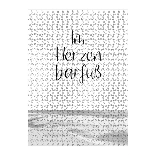 artboxONE Puzzle "Im Herzen barfuß - Maritim" artboxONE - Typografie,Natur,Schwarzweiß,Reise / Strand und Meer