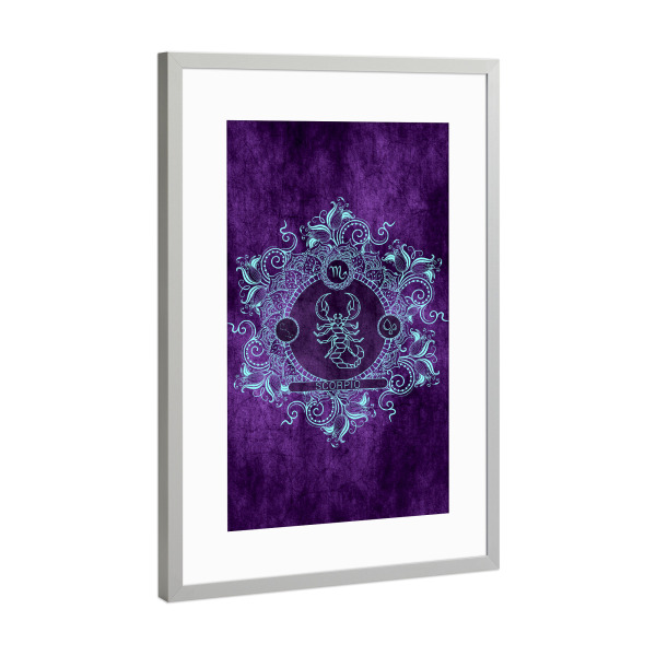 Poster mit Rahmen Silber "Tierkreis - Traube - Skorpion" artboxONE - Natur,Floral,Abstrakt