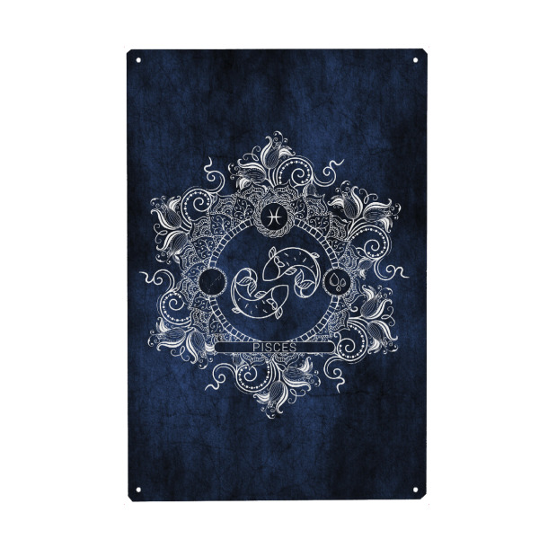 Metall Poster "Tierkreis - Eis - Fische" artboxONE - Natur,Floral,Abstrakt