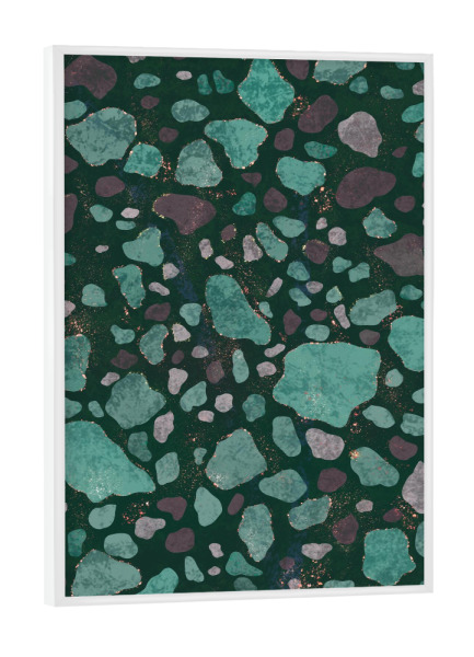 Poster mit weißem Rahmen "Terrazzo Green Symphony" artboxONE - Abstrakt