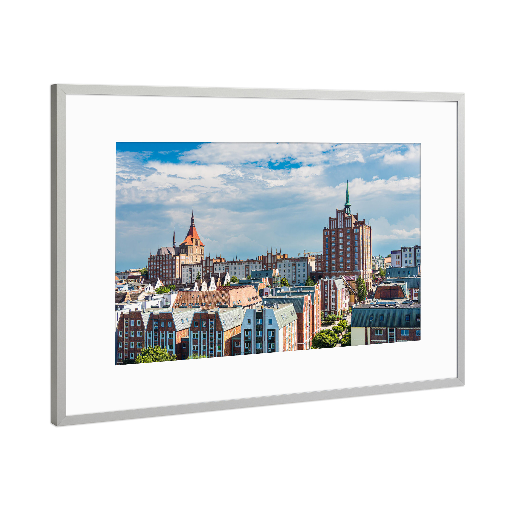 Poster mit Rahmen Silber "Häuser, Himmel, Wolken" artboxONE - Reise,Architektur,Städte / Weitere