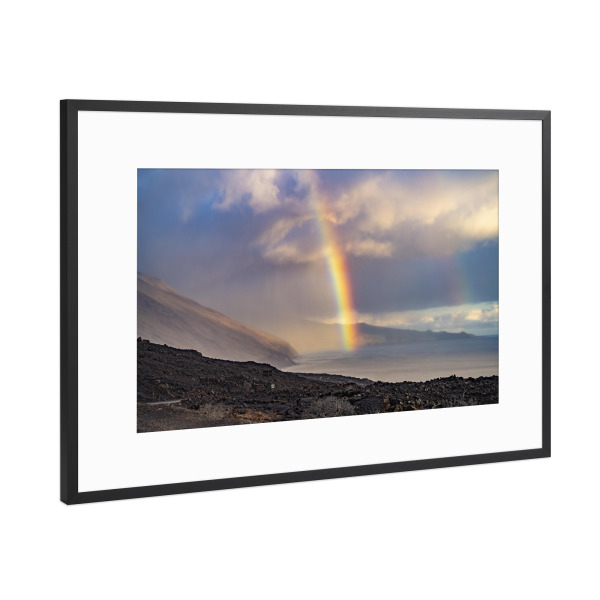 Poster mit Rahmen Schwarz (Metallic) "Regenbogen El Hierro" artboxONE - Reise - Punta de la orchilla,El hierro,Kanarische inseln,Spanien,Regenbogen