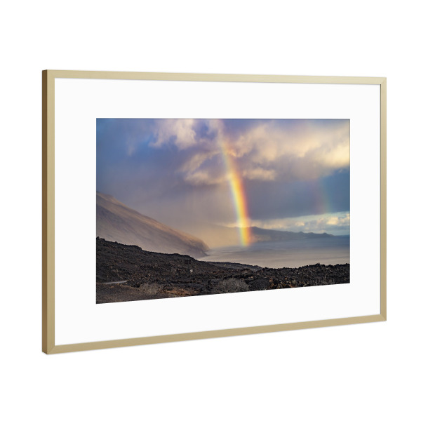 Poster mit Rahmen Gold "Regenbogen El Hierro" artboxONE - Reise - Punta de la orchilla,El hierro,Kanarische inseln,Spanien,Regenbogen