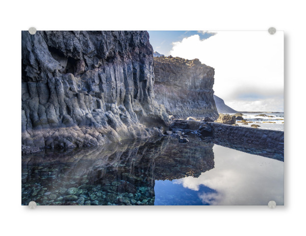 Acrylglasbild "Charco de la Laja, El Hierro" artboxONE - Natur,Reise - Naturschwimmbecken,Charco de la laja,El hierro,Kanarische inseln,Berge,Natur