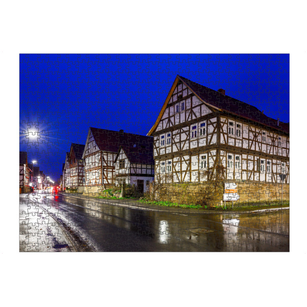 Puzzle Ravensburger "Herleshausen Hainertor" artboxONE - Architektur - Herleshausen,Hessen,Fachwerkhaus,Dorf,Nacht,Beleuchtet,Deutschland