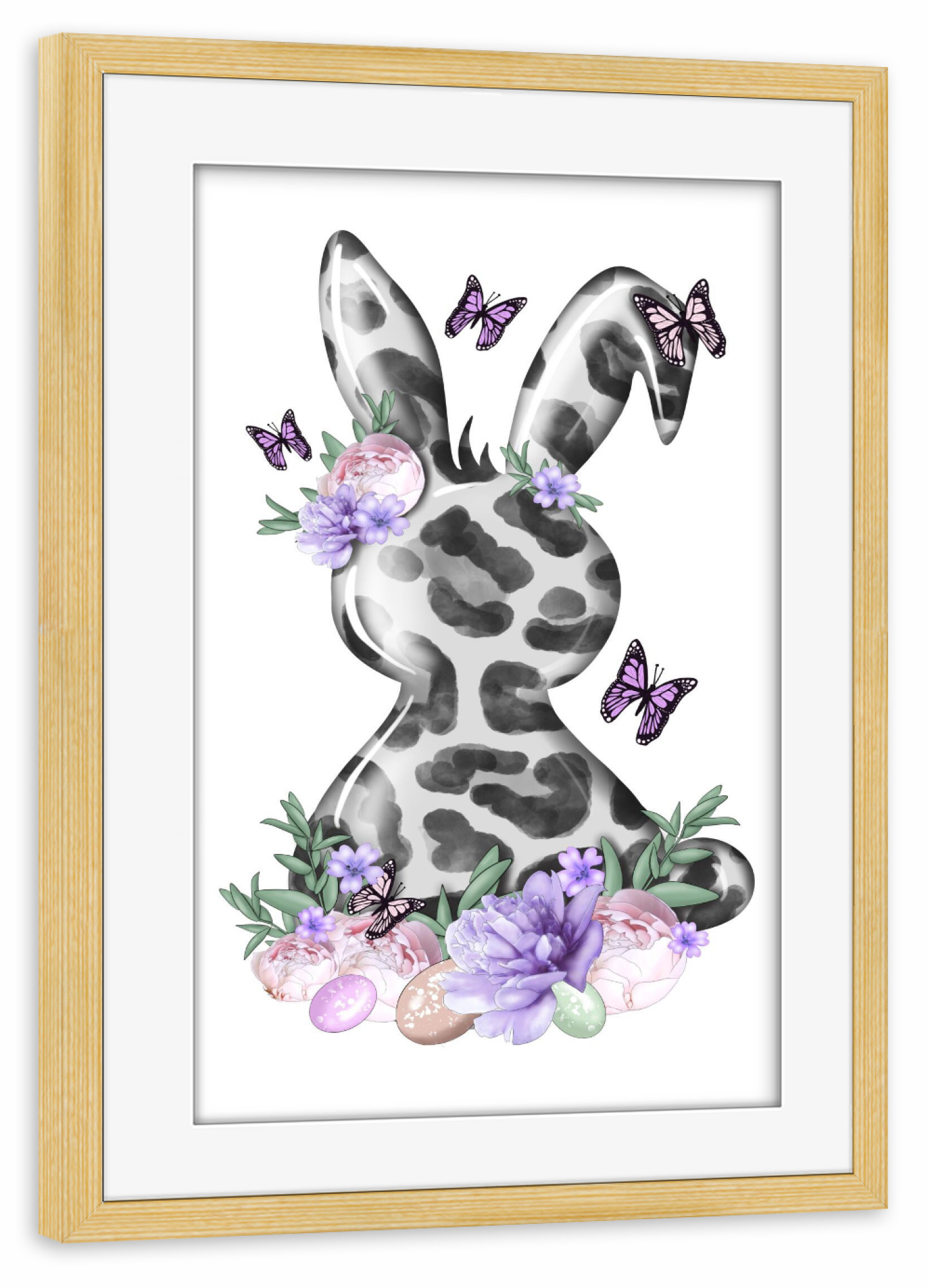 Poster mit Rahmen kiefer "Frohe Osterhasen-Frühlingsferien" artboxONE - Floral,Tiere